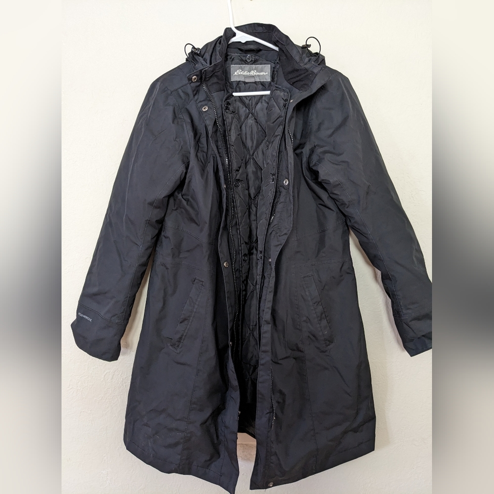 Eddie Bauer Women's Girl On The Go Insulated Trench Coat, black, size L